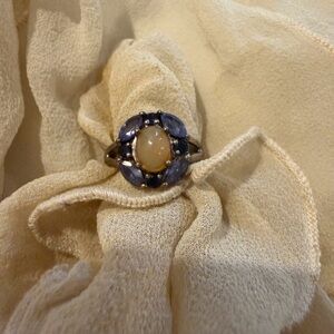 Elegant Blue and White Gemstone Ring